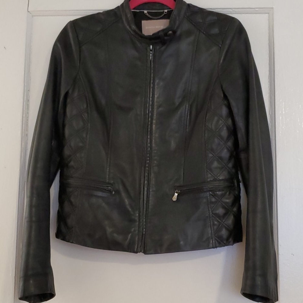 Banana Republic Black Leather Moto Jacket